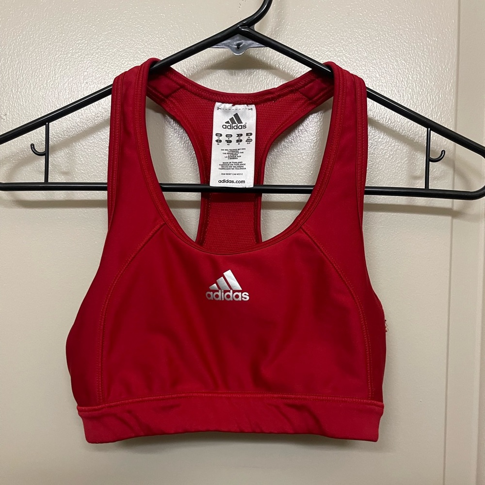 Red adidas sports bra